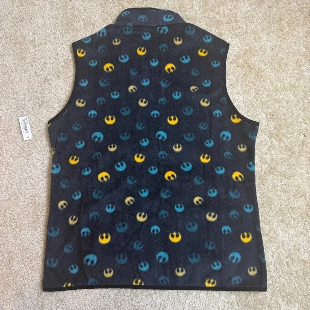 Star Wars Amazon Essentials Fleece Vest Mens M Black Rebel Alliance Full Zip NWT